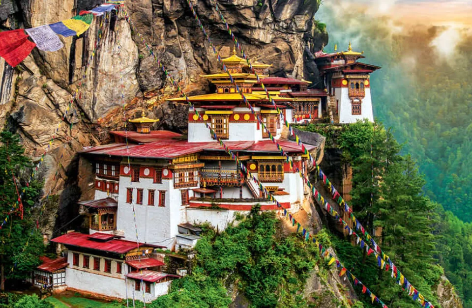 Paro valley at sunrise showing the true Bhutan travel cost of a cultural tour